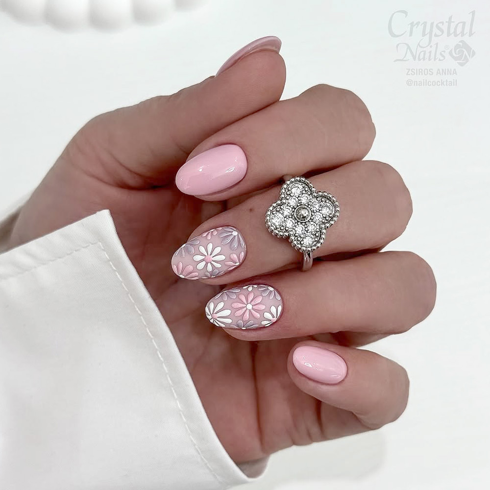 Pink Floral Pattern for Short Nails