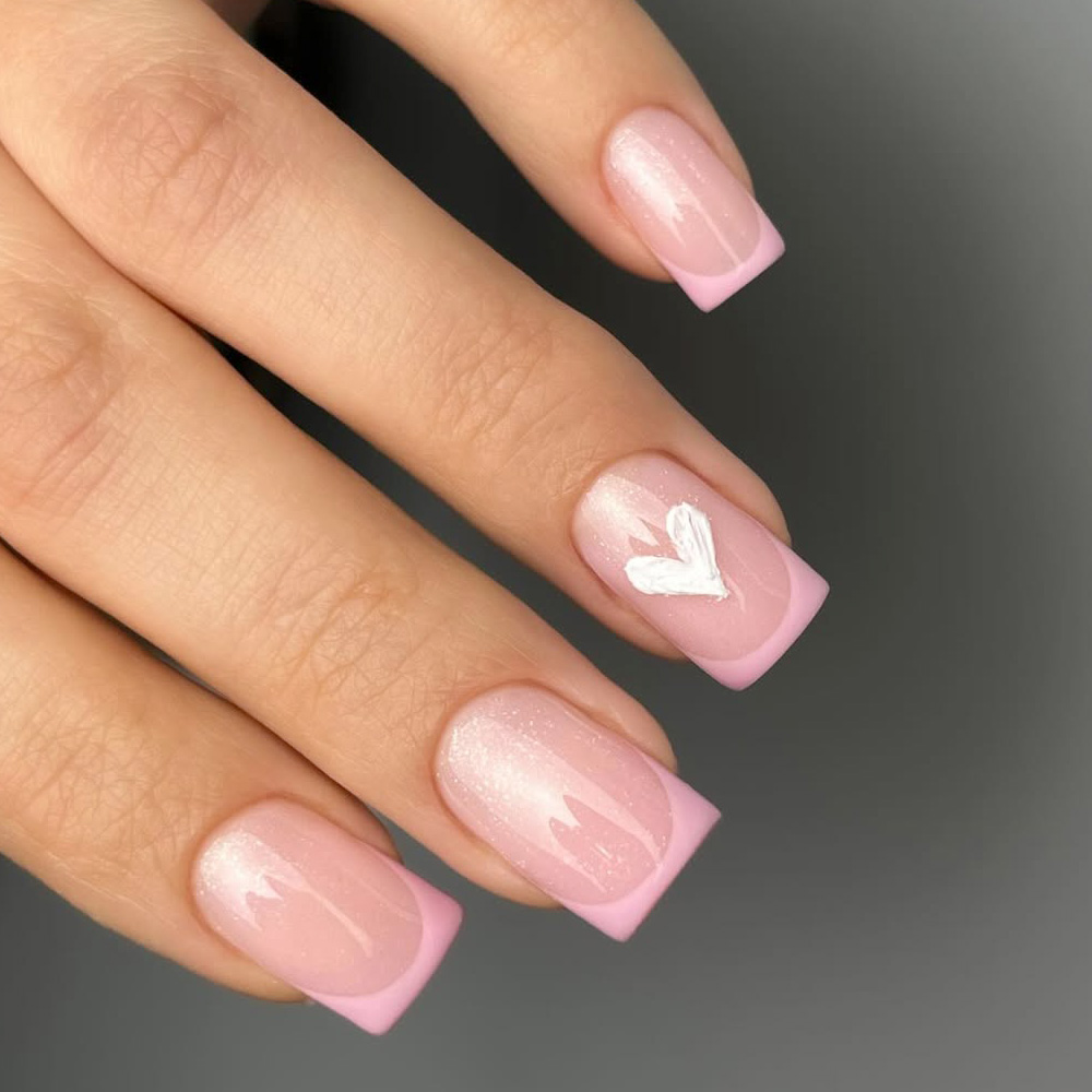 Modern French Nails with Pink Tips