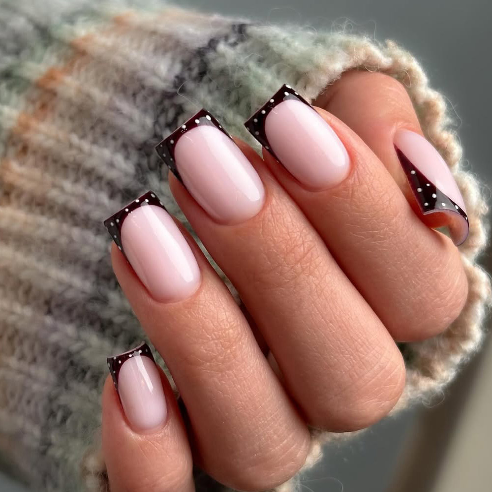 Modern French Nails with Micro Dot Tips