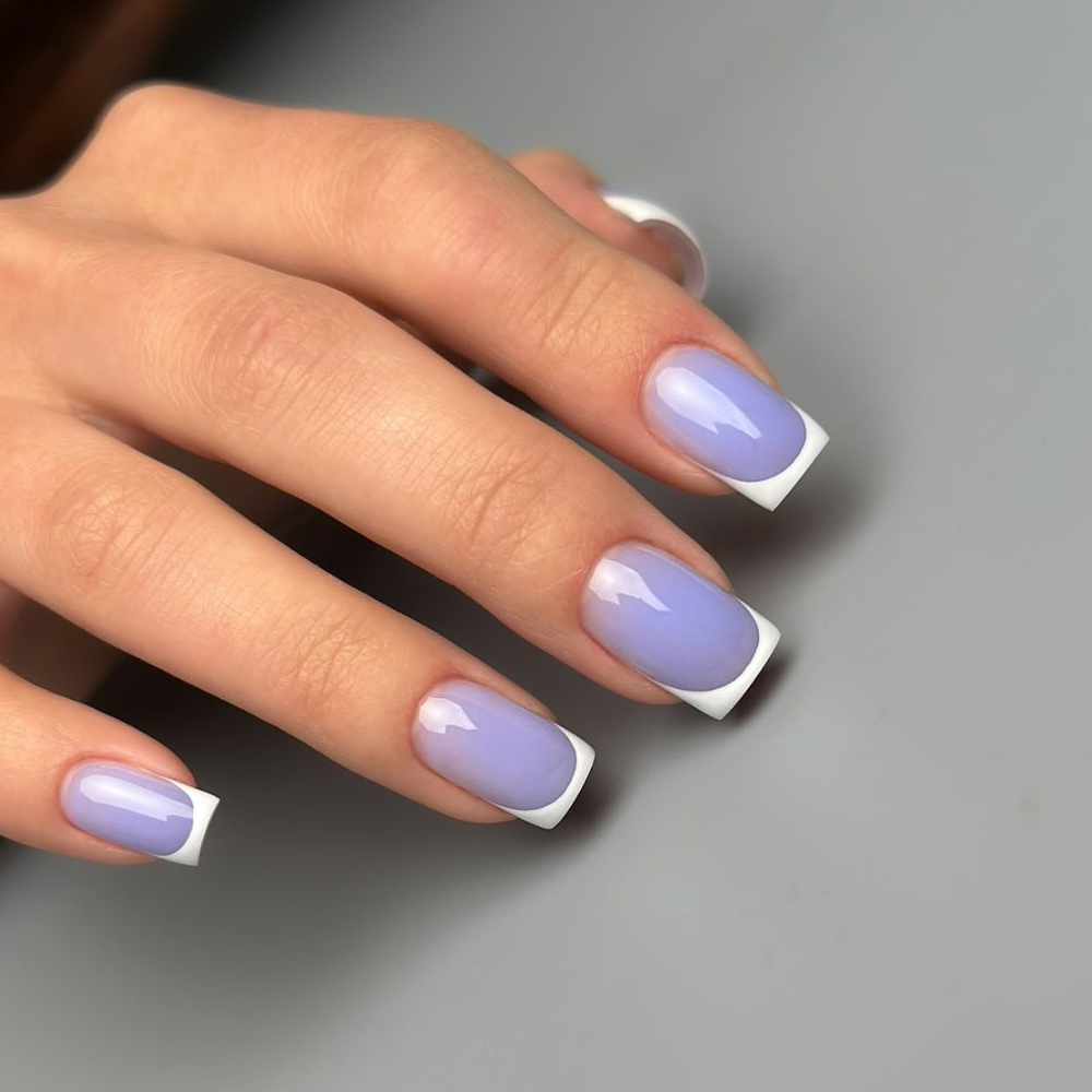 Modern French Nails with Lilac Base