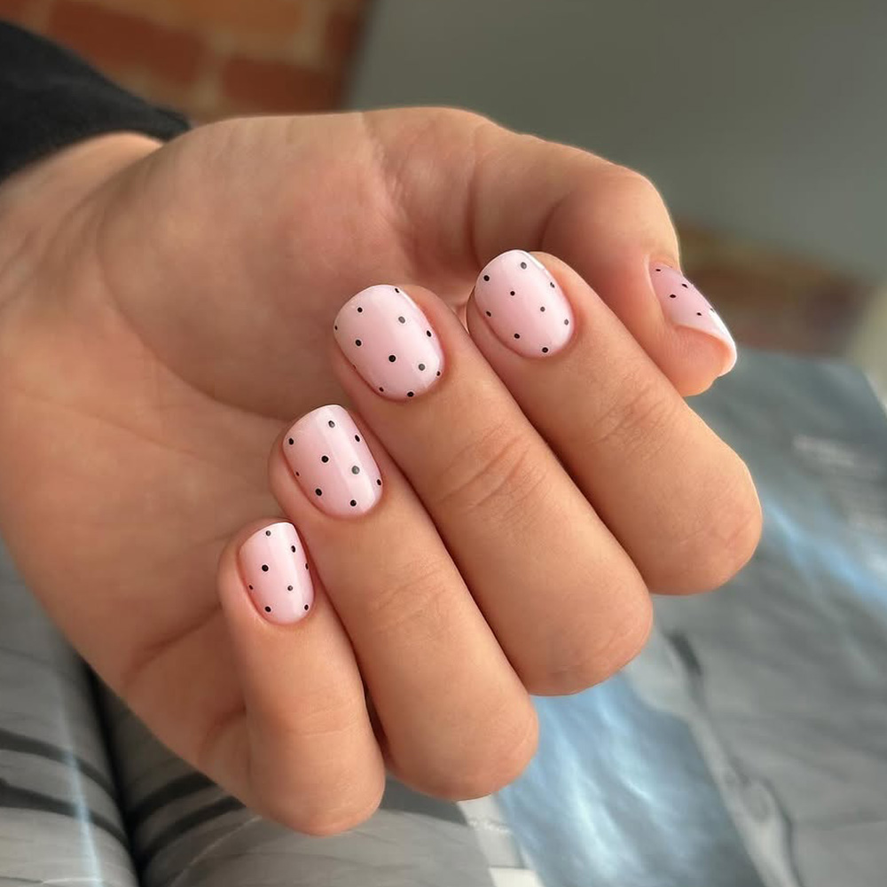 Nude Polka Dot Nails