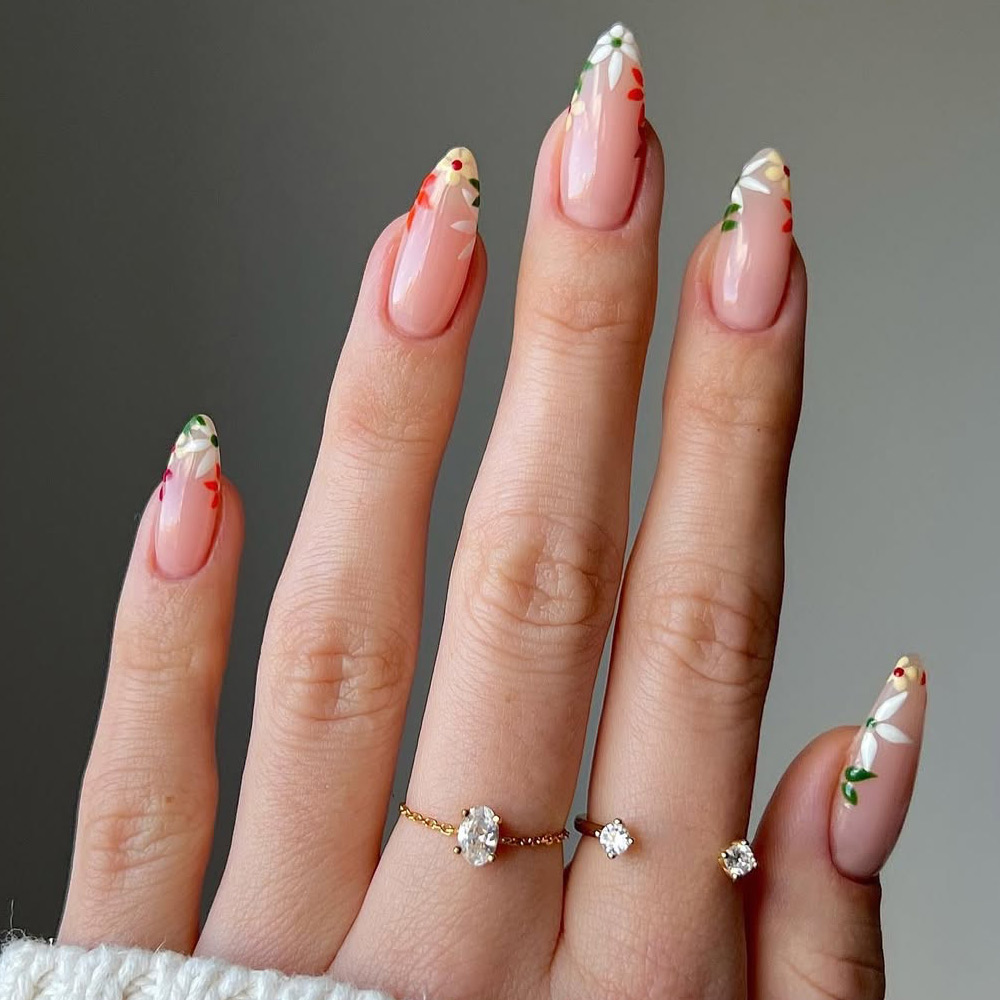 Almond Nails with Floral Vibes
