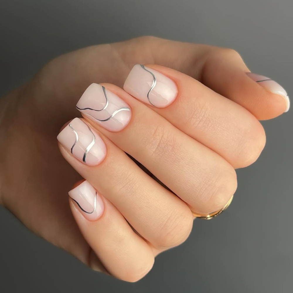Nude Soap Nails with Lines