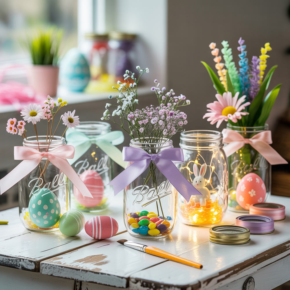Paper Easter Bunny Craft With Pastel Eggs And Spring Decor
