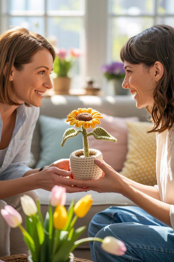 Handmade Crochet Sunflower Keepsake